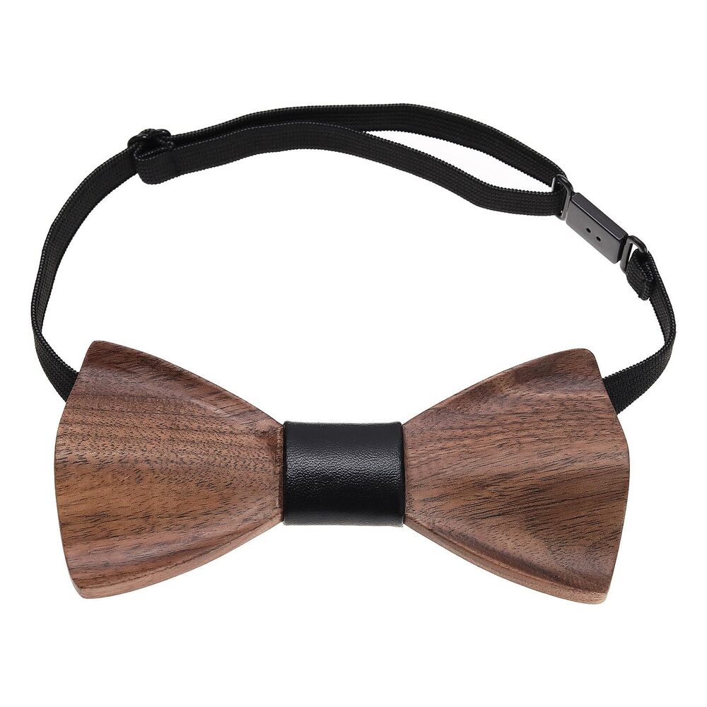 6135 Bow Tie Unique Handcrafted Walnut Wood Bowtie Adjustable Elastic Strap